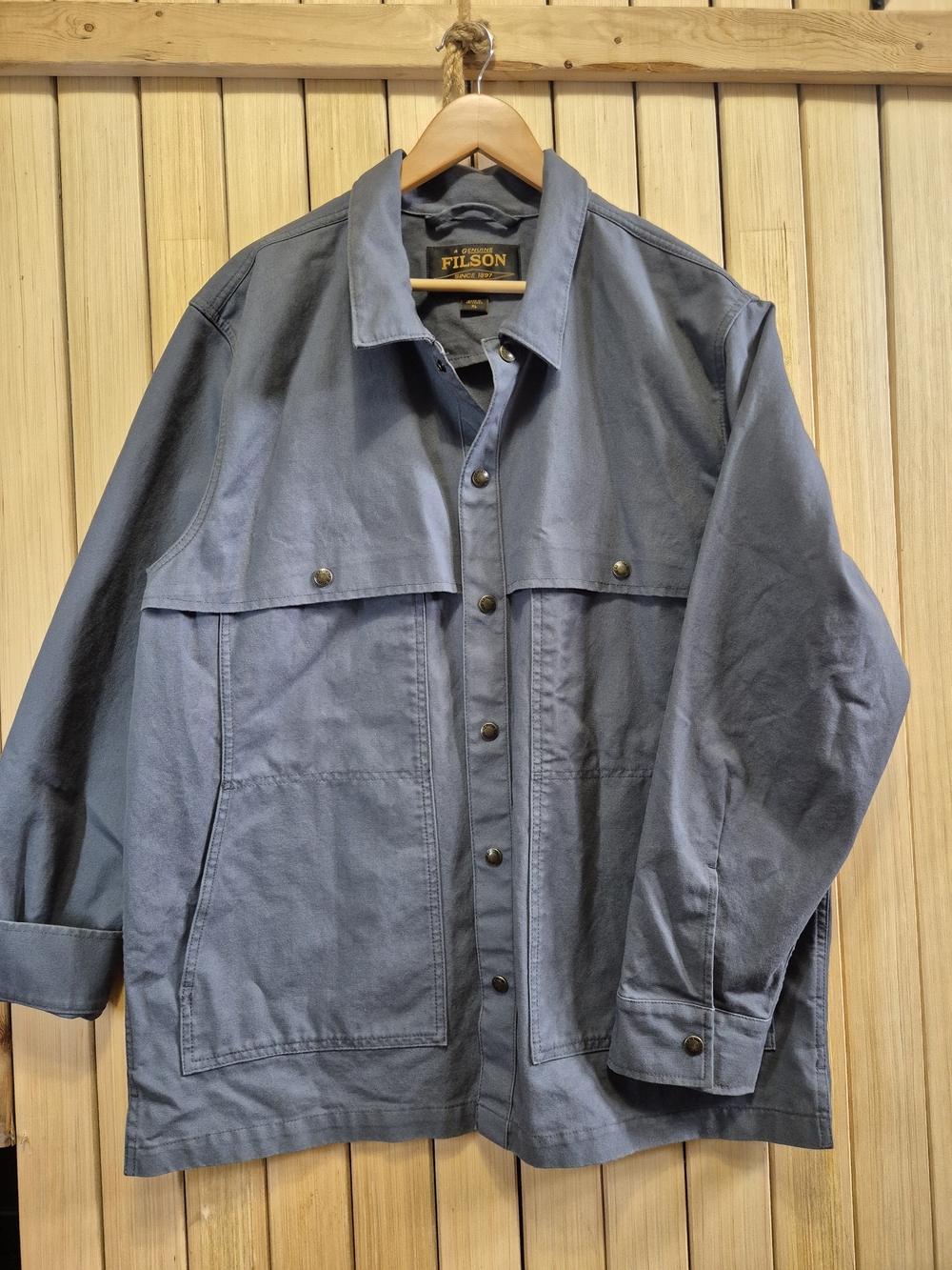 FILSON Dry Tin Cloth Forester Jac-Shirt - Men's. Slate Blue Cotton Field Jacket